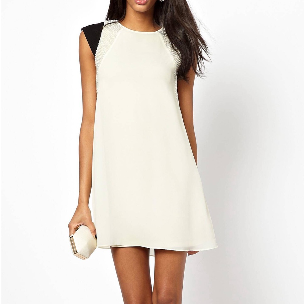 ASOS off white pearl lined dress